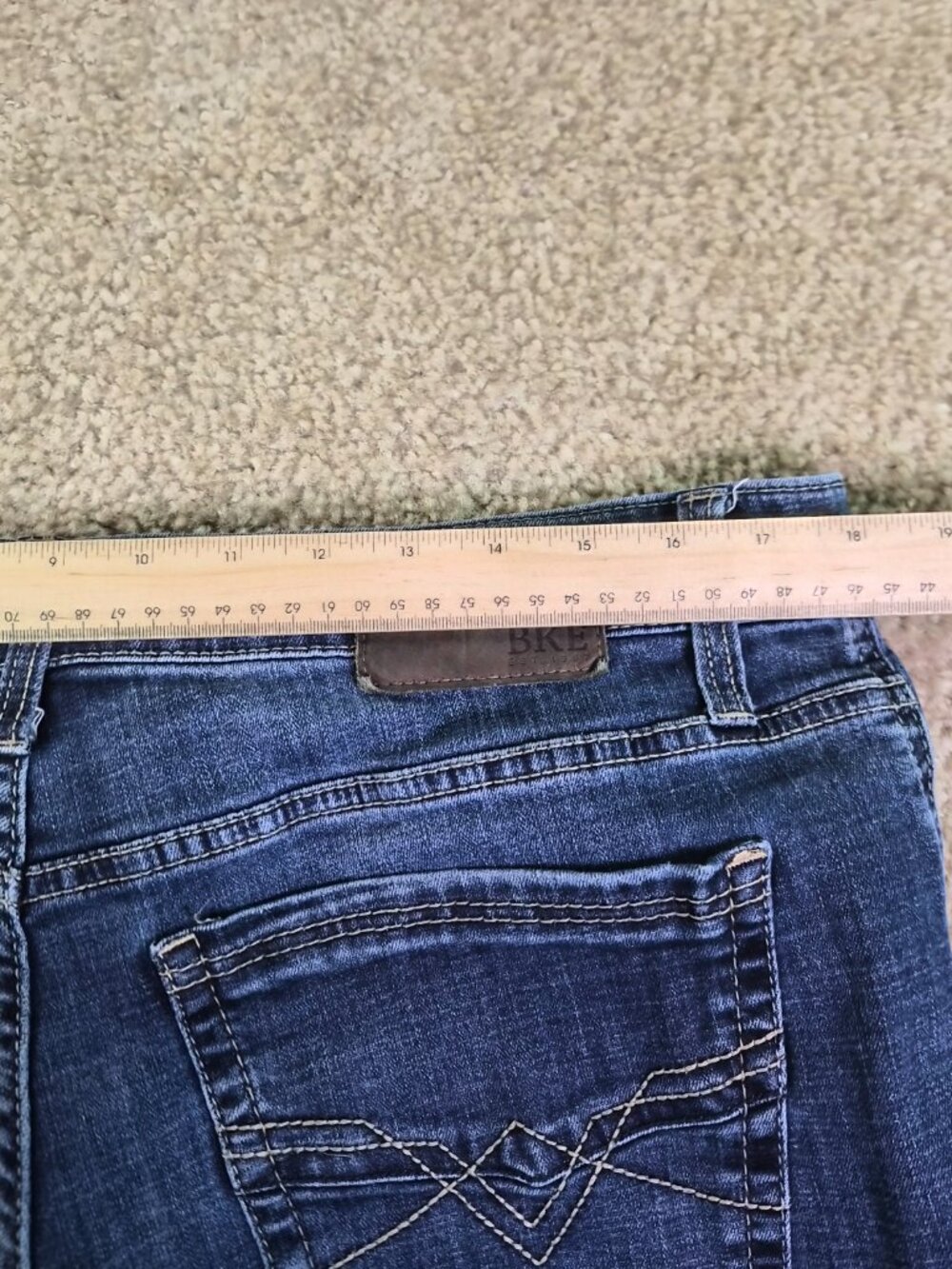 BKE Mason Jeans Mens Size 34x36 Blue Denim Taper Stretch Buckle Western F774 - Picture 8 of 12